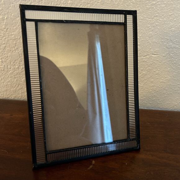 Fluted Glass Craftsman Style Stained Glass 5 x 7 Tabletop Frame Clear Textured - Picture 1 of 6